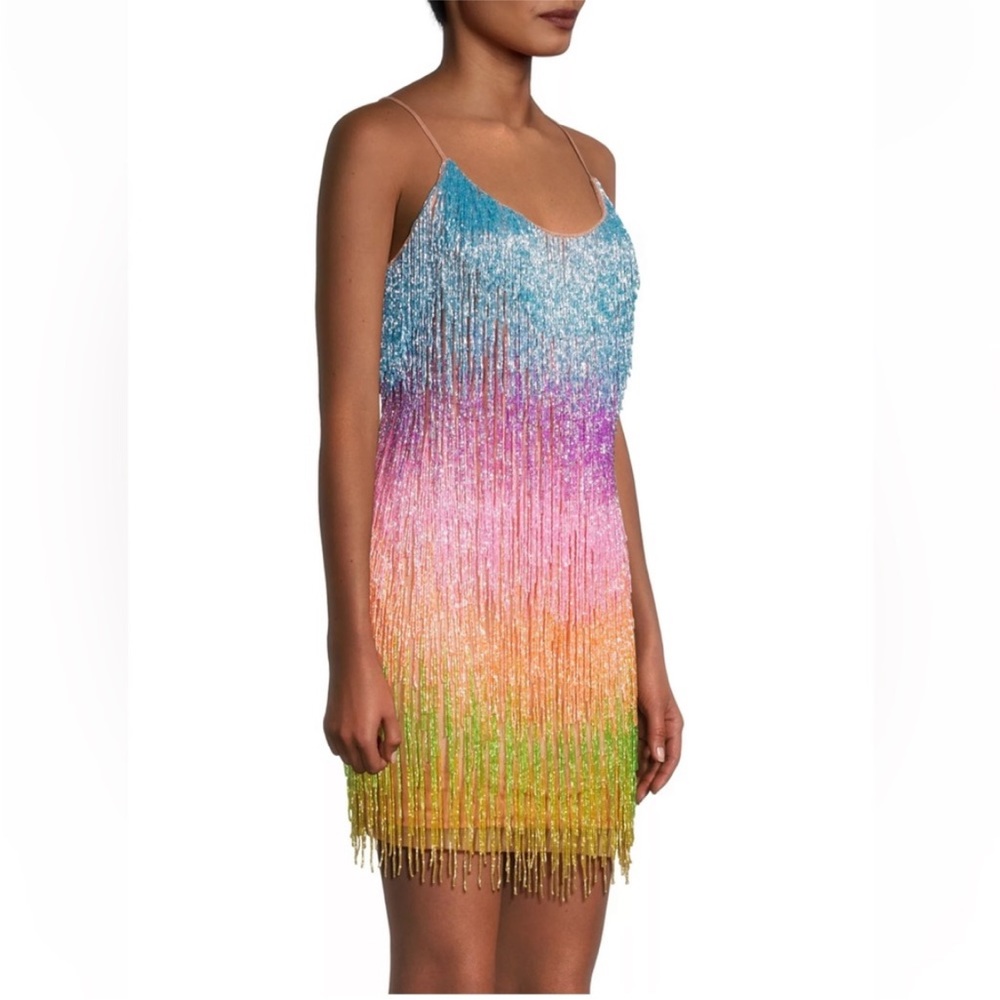 Liv Foster Ombré Beaded Fringe Minidress - Picture 4 of 9